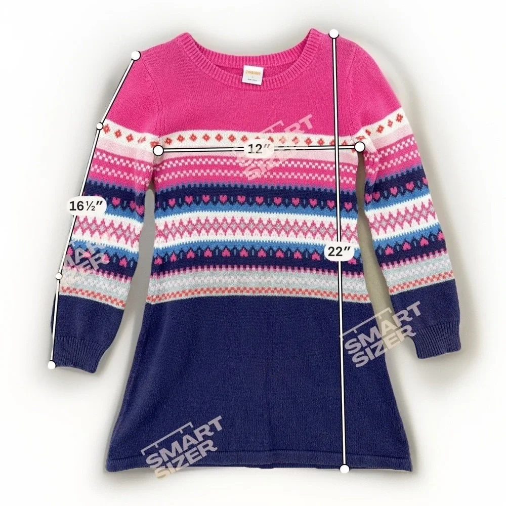 Gymboree Sweater Dress Girls 5 Pink Navy Fair Isle Heart Knit Cotton Preppy